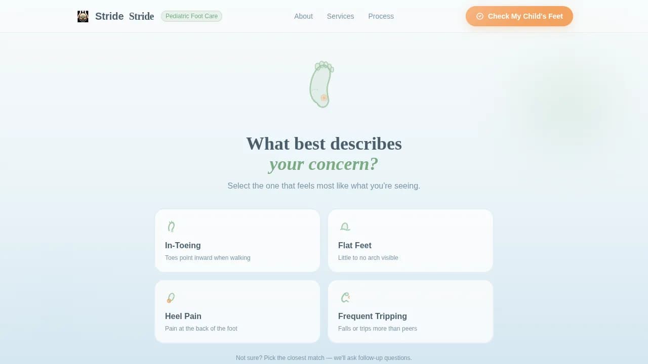 Stride — Advanced Pediatric Podiatry Landing Page Template