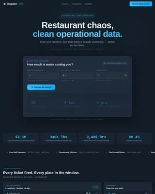 Dispatch — Dynamic Restaurant Management Landing Page Template