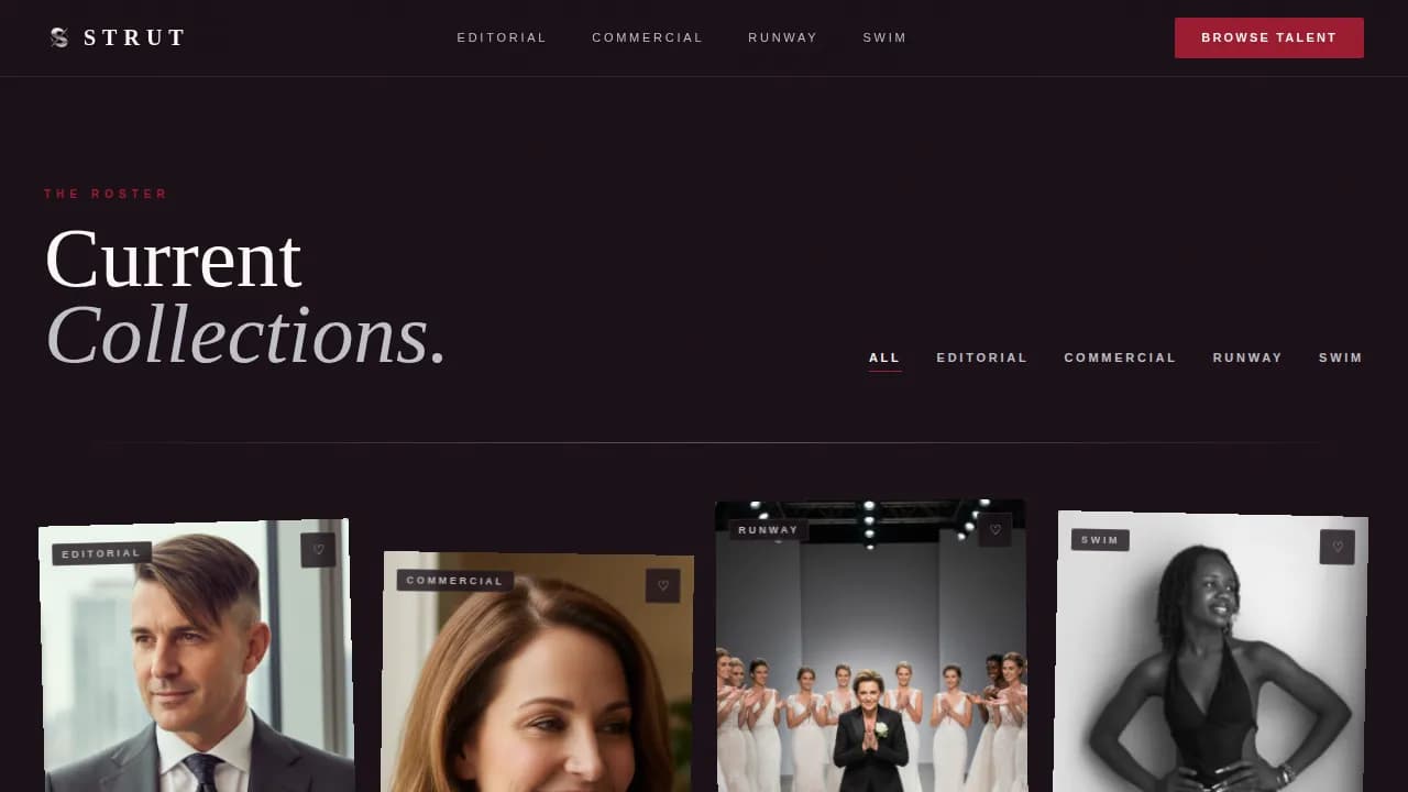 Strut — Premium Modeling Agency Landing Page Template