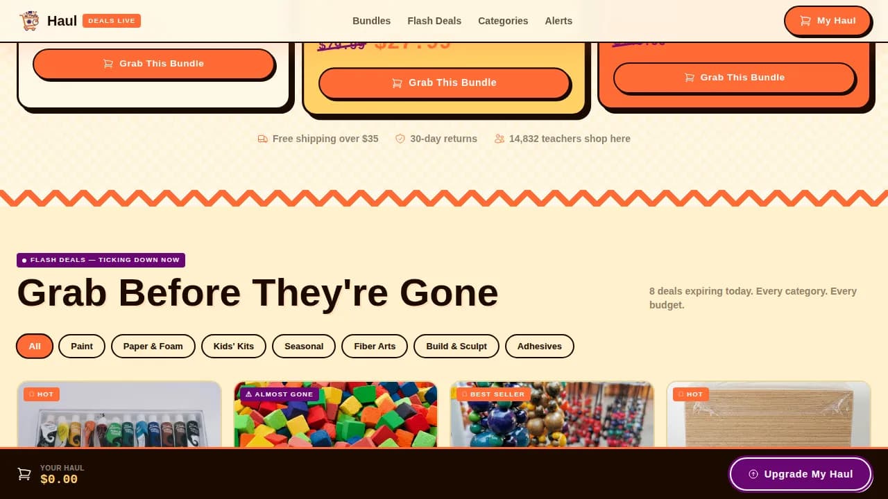 Haul — Curated Crafts Marketplace Landing Page Template