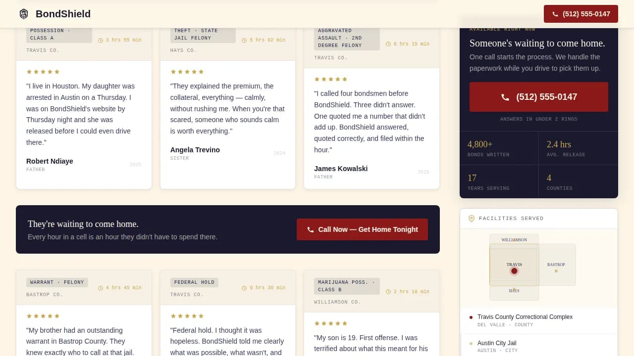 Bondshield — Reliable Bail Services Landing Page Template
