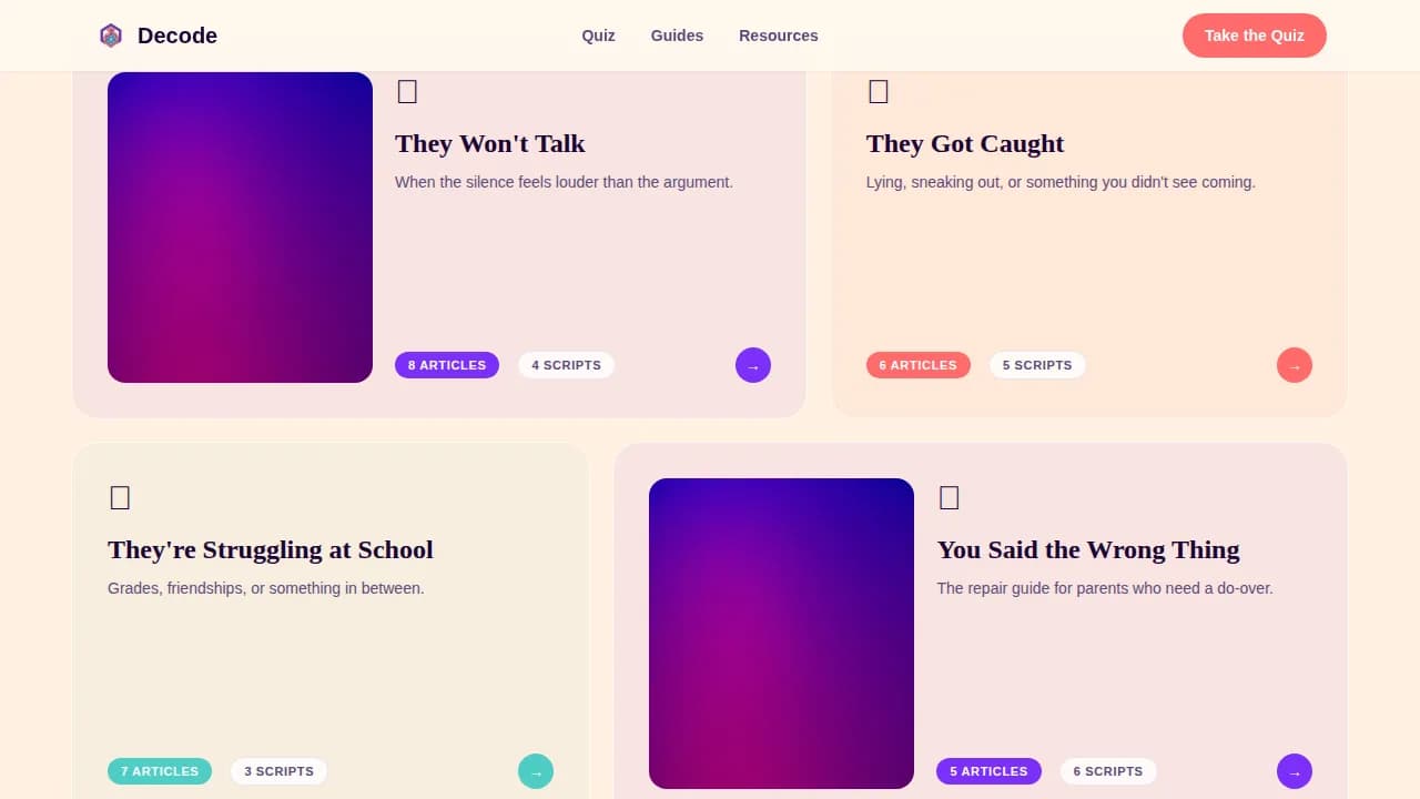 Decode — Expert Parenting Coaching Landing Page Template