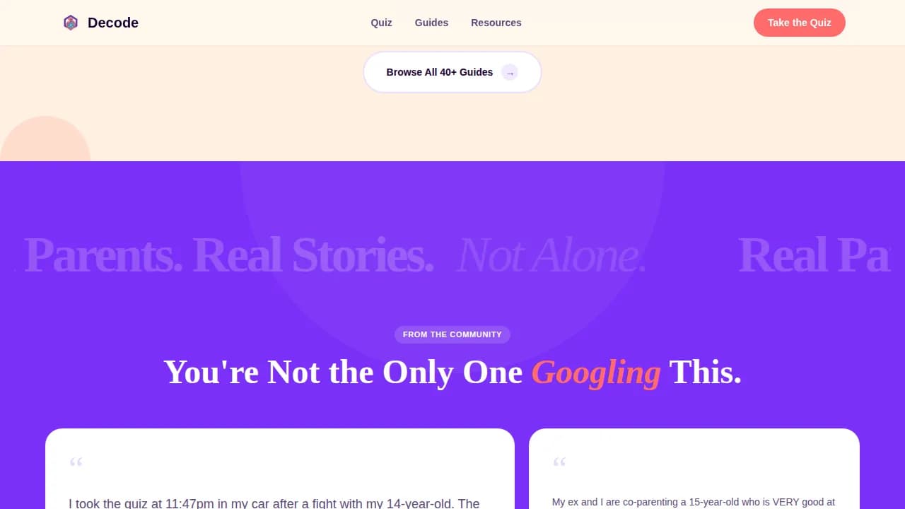 Decode — Expert Parenting Coaching Landing Page Template