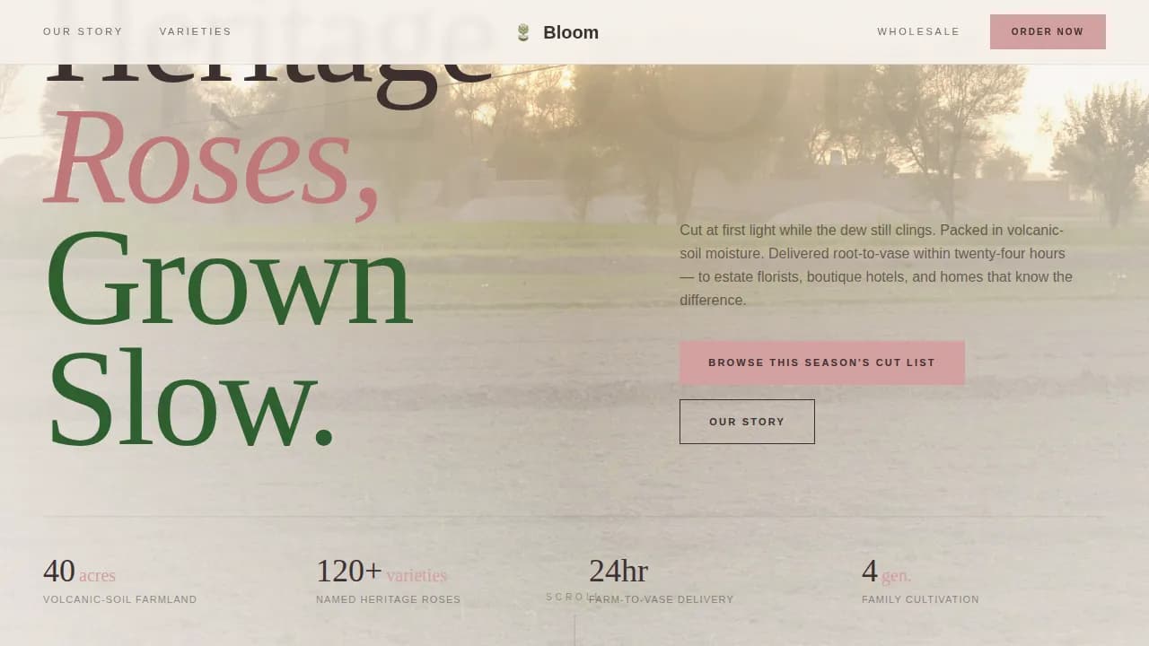 Bloom — Premium Floral Wholesale Landing Page Template