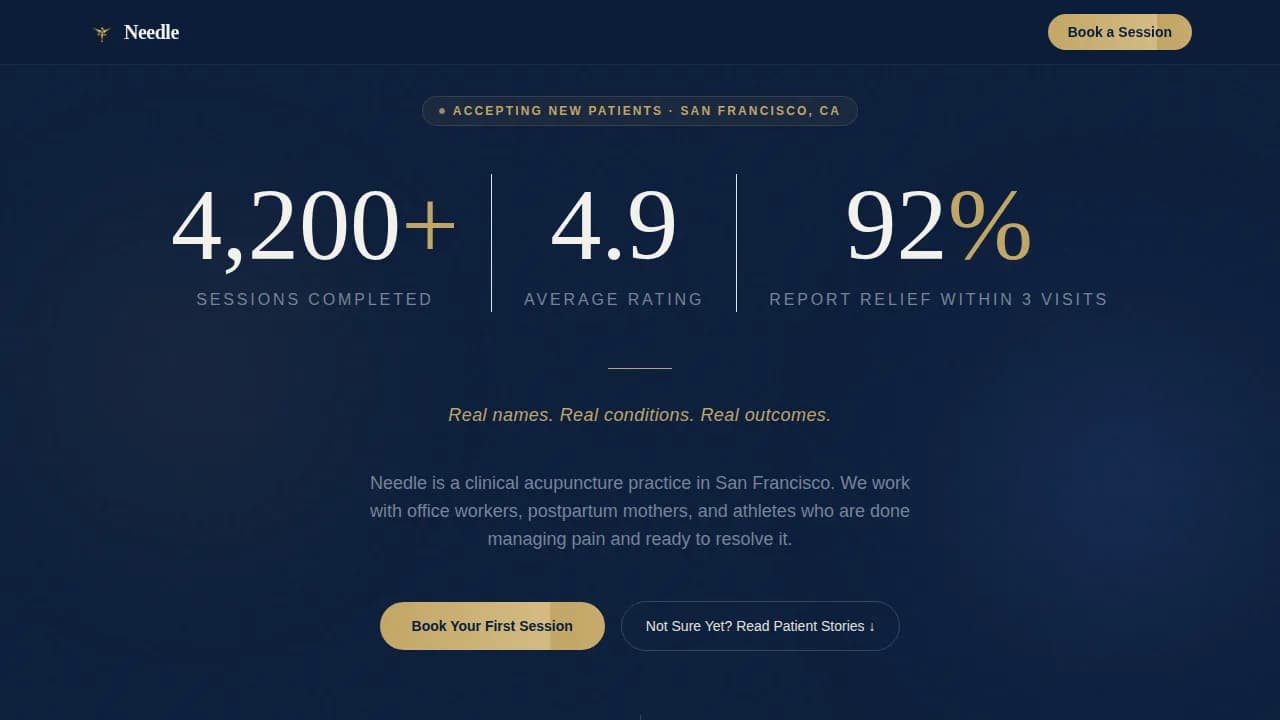 Acupuncture — Trusted Practitioner Booking Landing Page Template