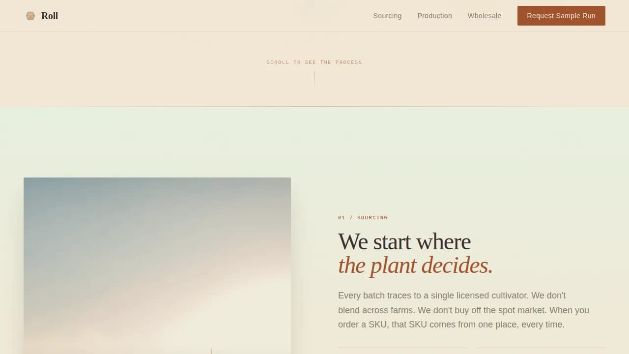 Roll — Artisan Cannabis Production Landing Page Template
