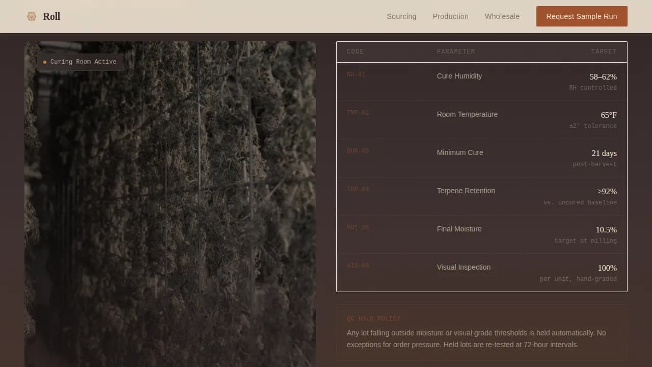 Roll — Artisan Cannabis Production Landing Page Template