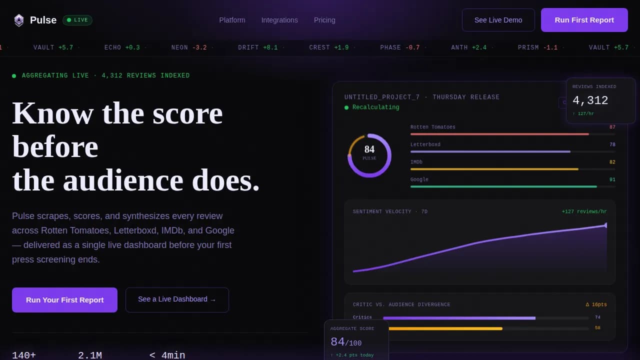 Spotlight — Live Entertainment Insights Landing Page Template