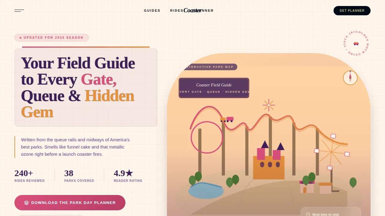 Adventure — Warm Amusement Guide Landing Page Template