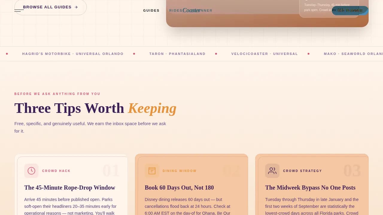 Adventure — Warm Amusement Guide Landing Page Template