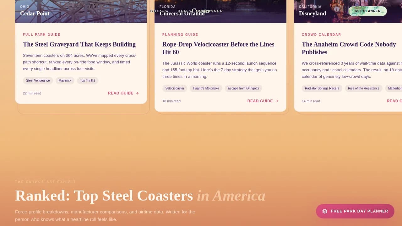 Adventure — Warm Amusement Guide Landing Page Template