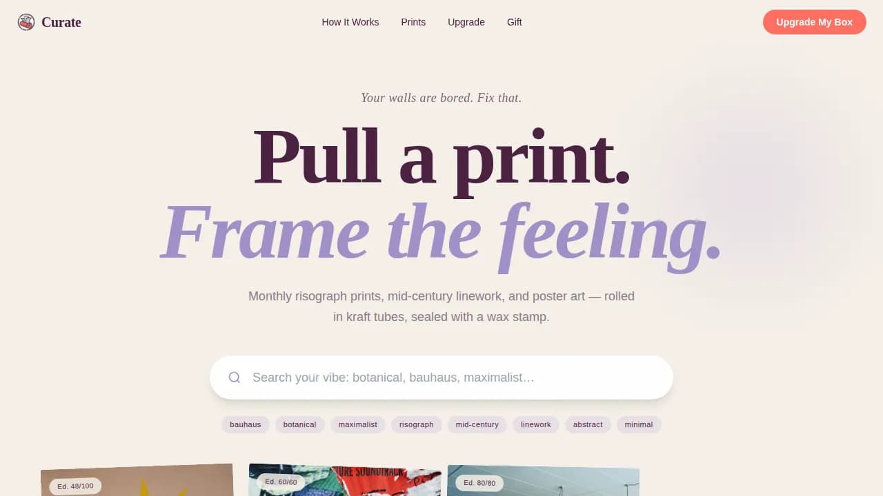 Gallery — Retro Art Subscription Landing Page Template