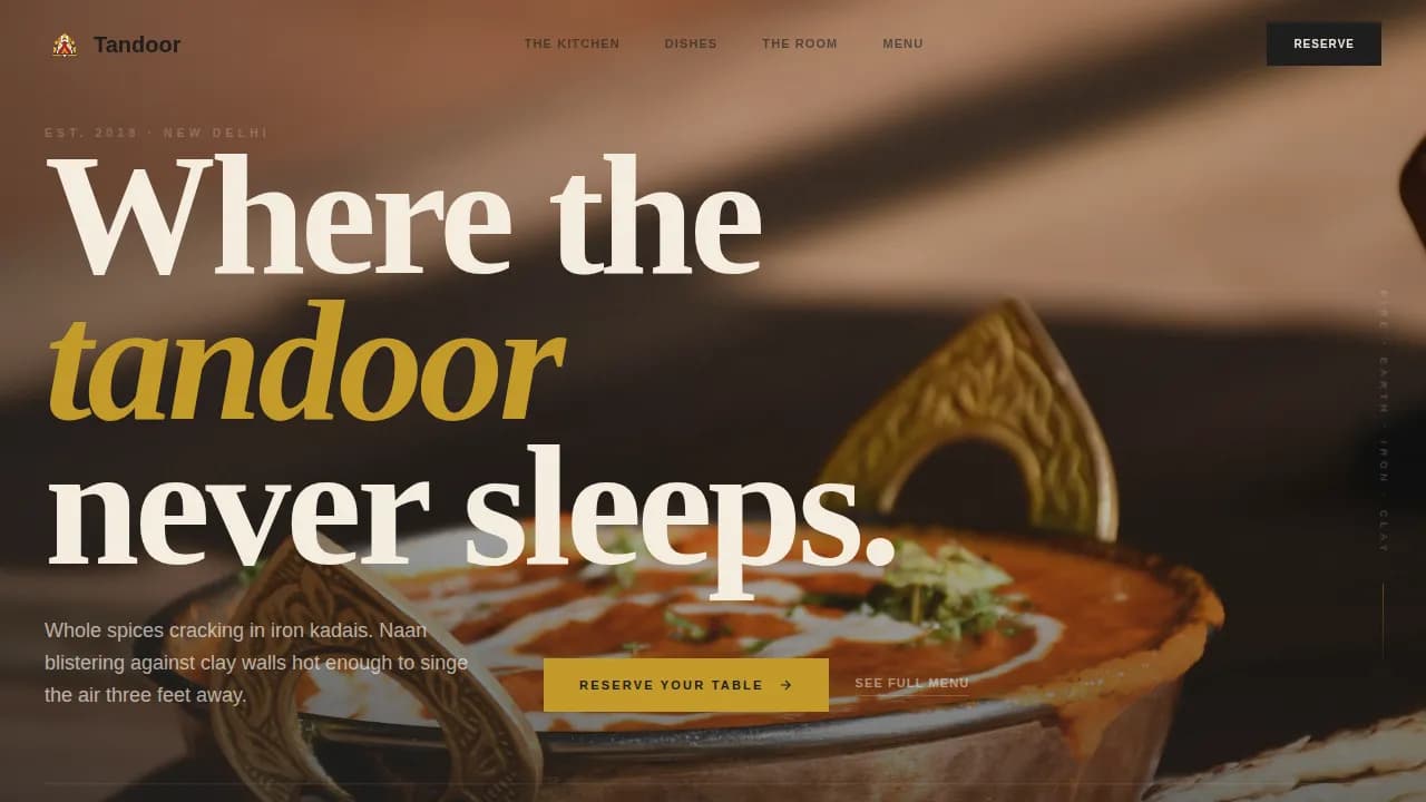 Flame — Gourmet South Asian Bistro Landing Page Template