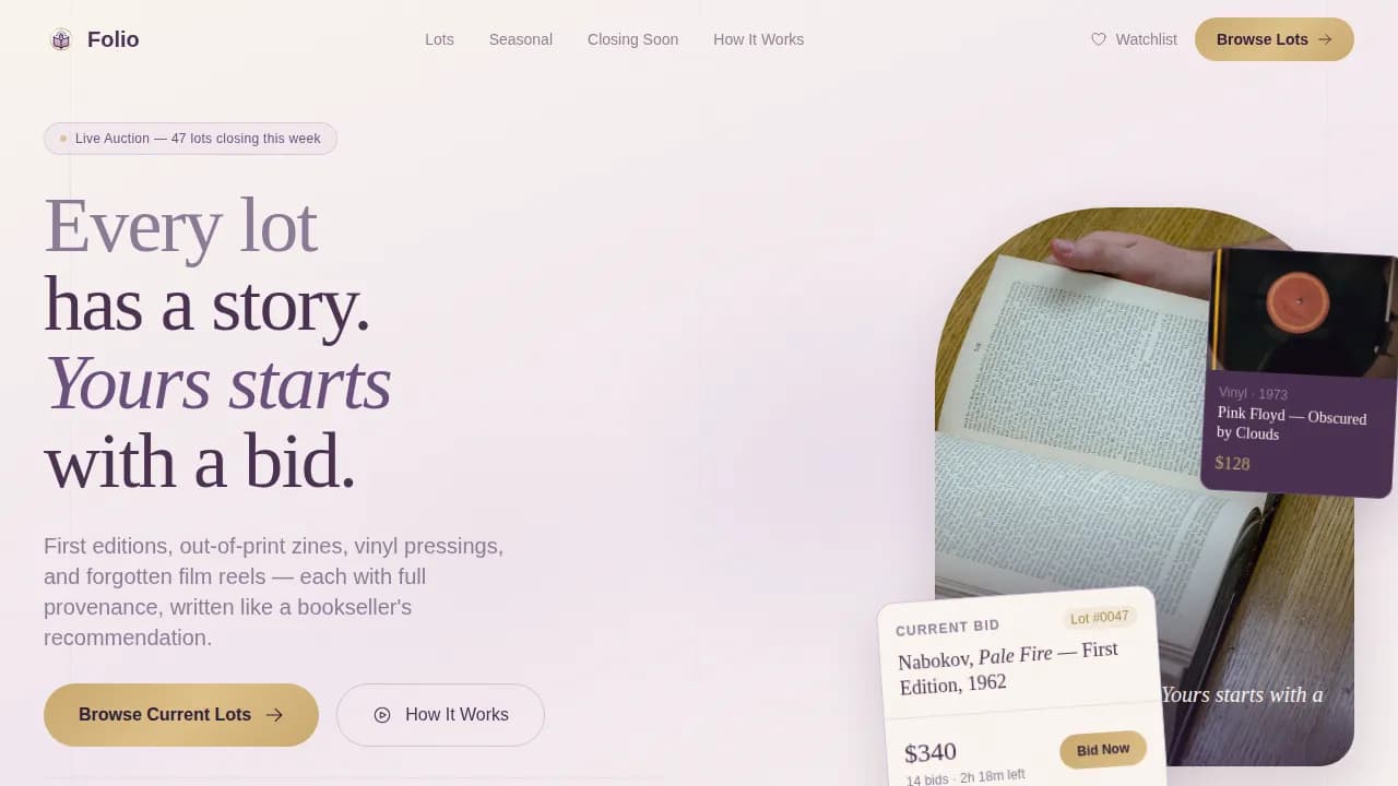 Curate — Vintage Bibliophile Exchange Landing Page Template