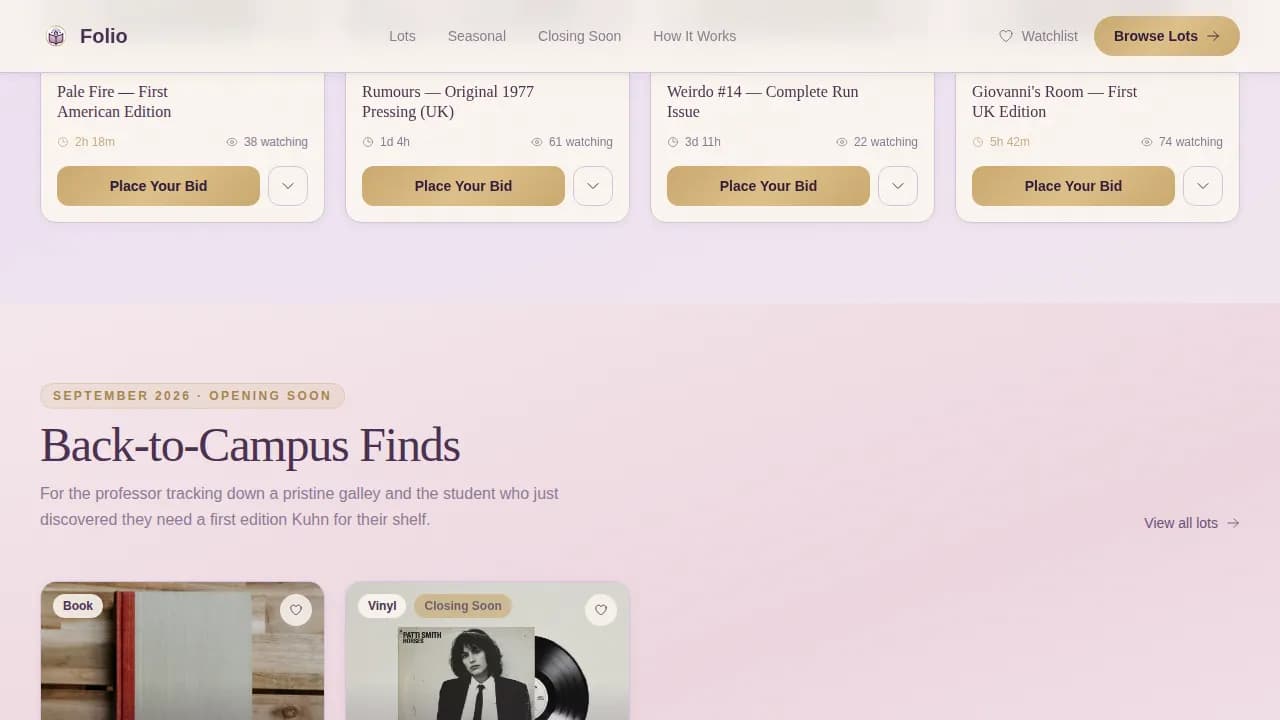 Curate — Vintage Bibliophile Exchange Landing Page Template