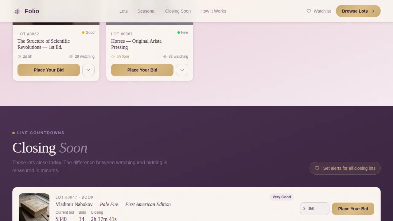 Curate — Vintage Bibliophile Exchange Landing Page Template