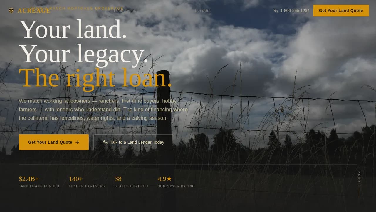 Cultivate — Generational Agricultural Finance Landing Page Template