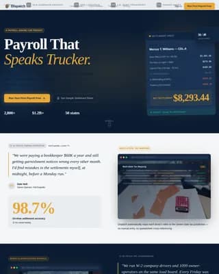 Dispatch - Powerful Freight Payroll Landing Page Template