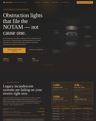 Beacon — Certified Aviation Equipment Landing Page Template