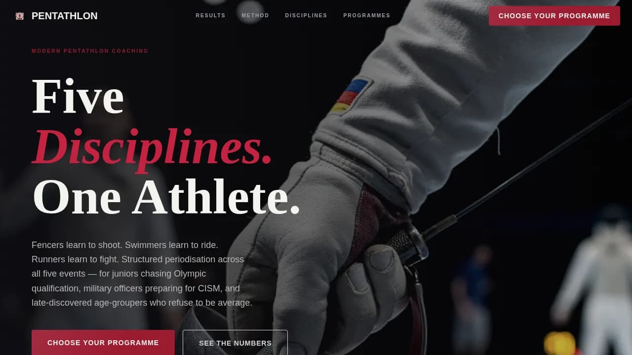 Pentathlon — Elite Athletics Coaching Landing Page Template