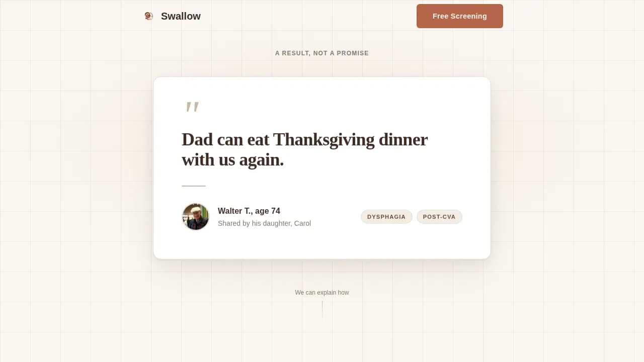 Swallow — Compassionate Senior Speech Landing Page Template