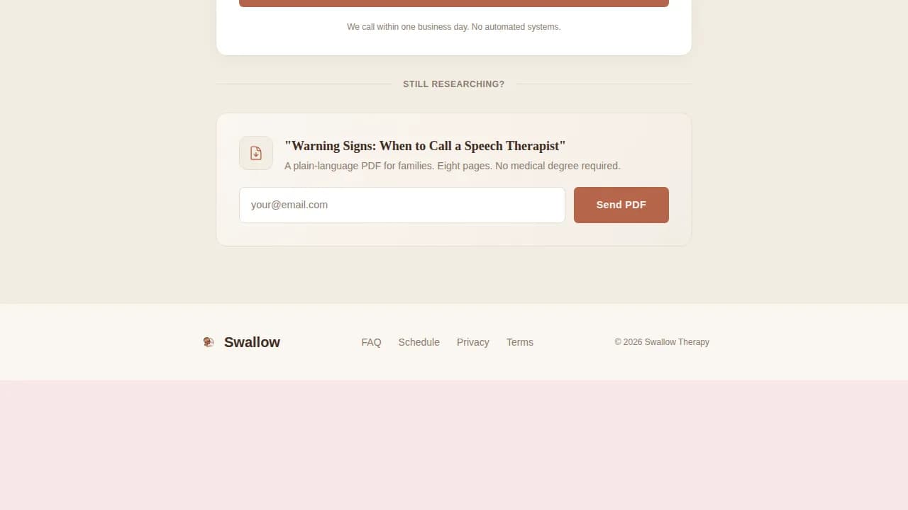 Swallow — Compassionate Senior Speech Landing Page Template