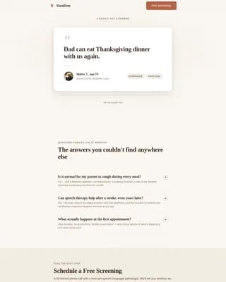 Swallow — Compassionate Senior Speech Landing Page Template