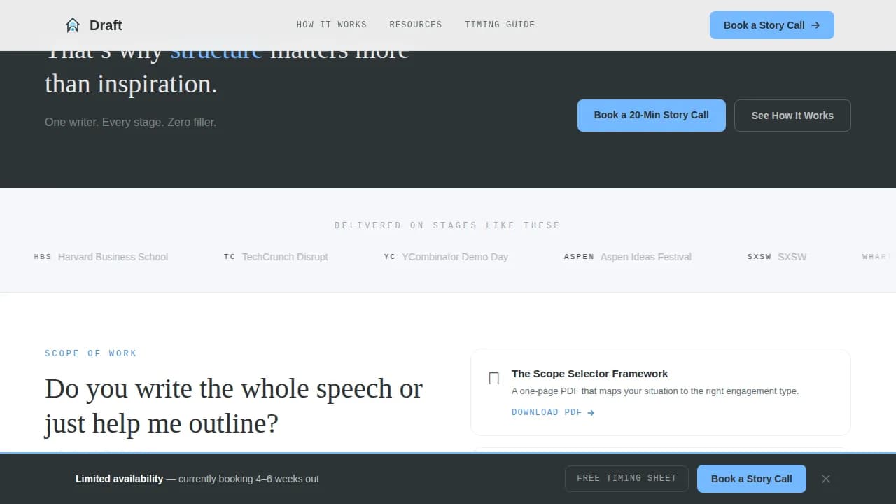 Speechwriter Booking Website Template