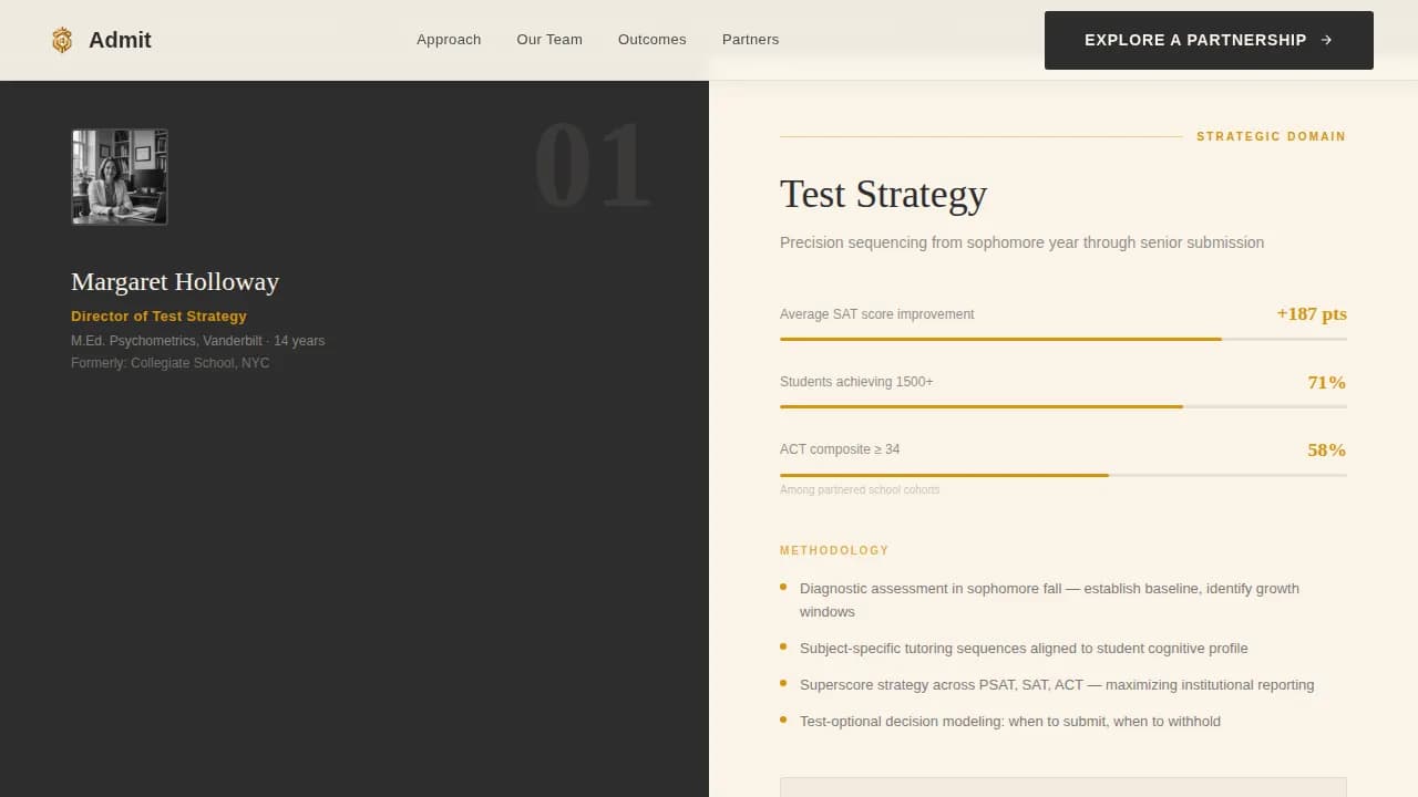 Admit — Strategic College Advising Landing Page Template