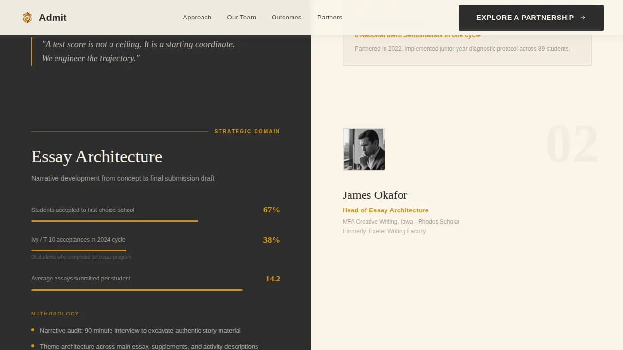 Admit — Strategic College Advising Landing Page Template