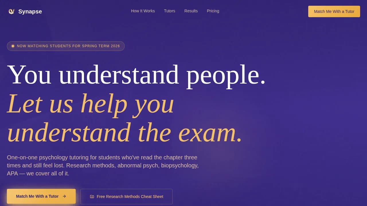 Synapse — Advanced Psychology Coaching Landing Page Template