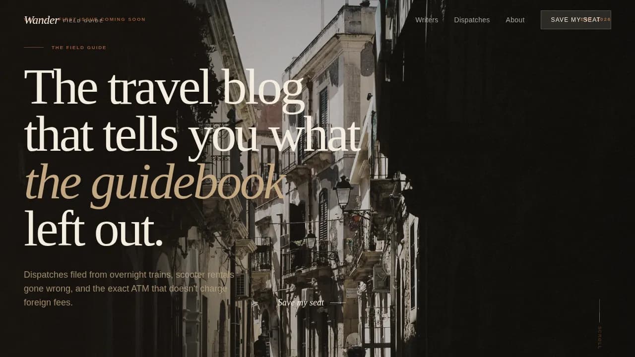 Wander — Immersive Travel Guidance Landing Page Template