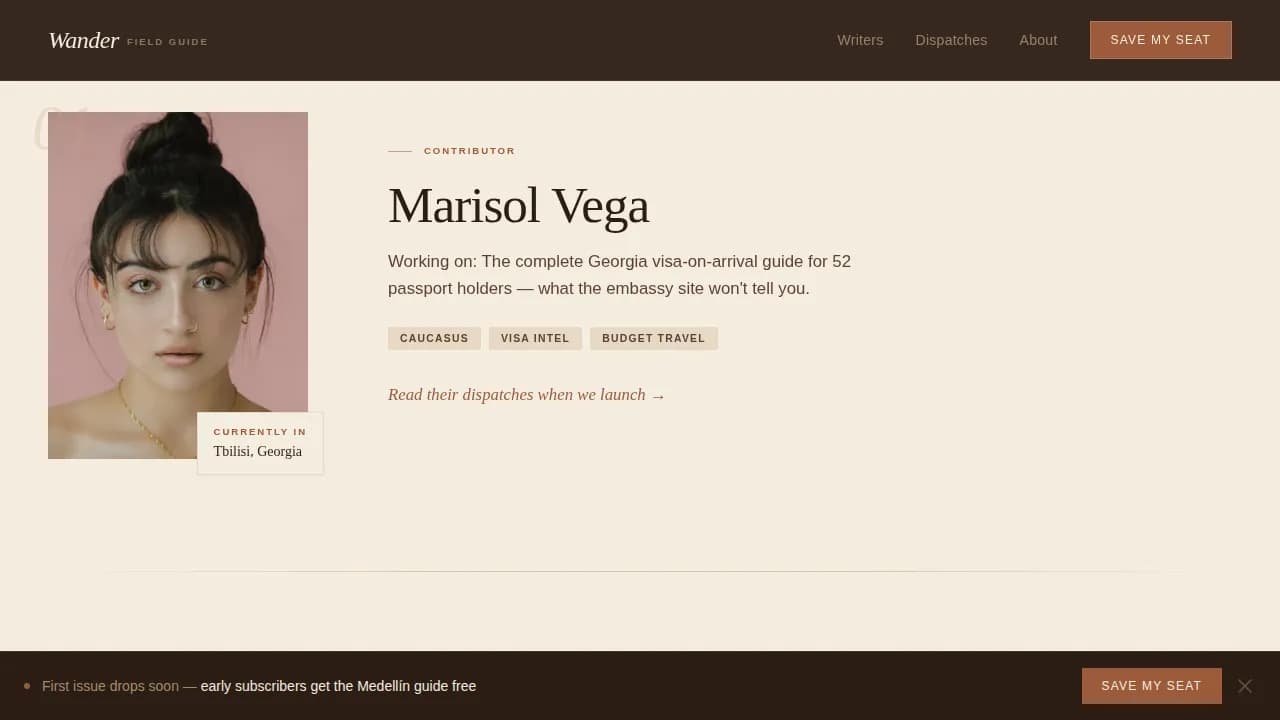 Wander — Immersive Travel Guidance Landing Page Template