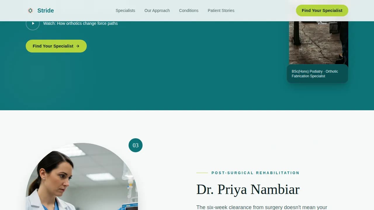 Swift — Pro Sports Podiatry Landing Page Template