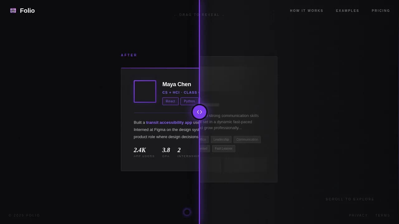 Folio — Dynamic Professional Branding Landing Page Template