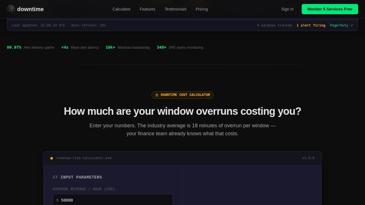 Downtime — Advanced System Monitoring Landing Page Template