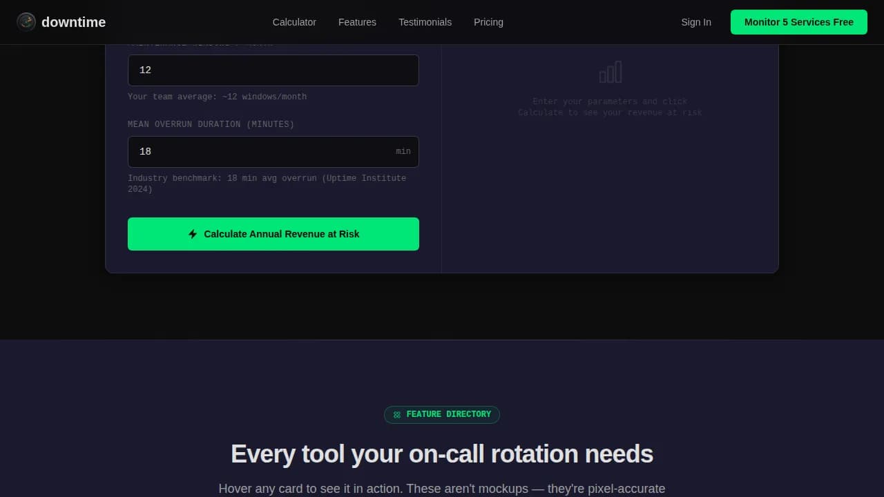 Downtime — Advanced System Monitoring Landing Page Template