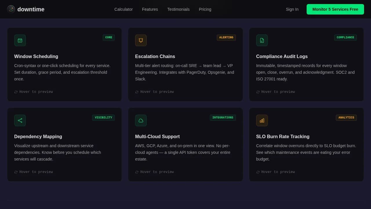 Downtime — Advanced System Monitoring Landing Page Template