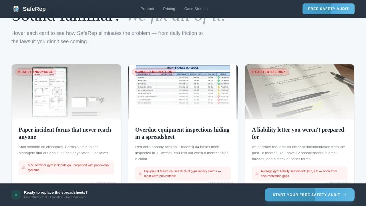 Saferep — Instant Safety Management Landing Page Template