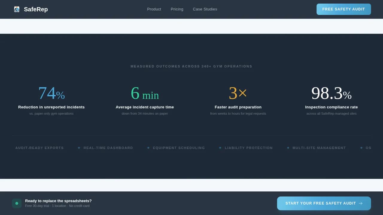 Saferep — Instant Safety Management Landing Page Template