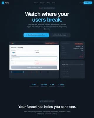 Replay — Dynamic Session Analytics Landing Page Template