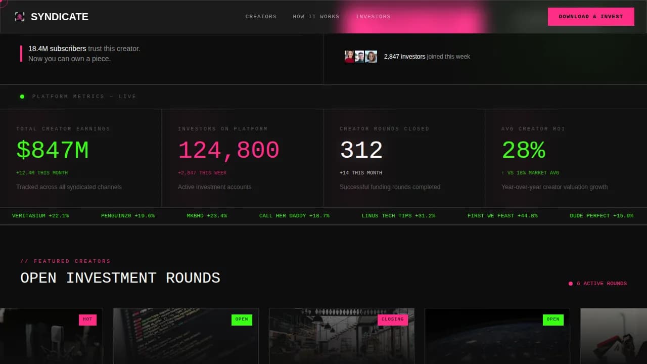 Venture — Bold Creator Investor Landing Page Template