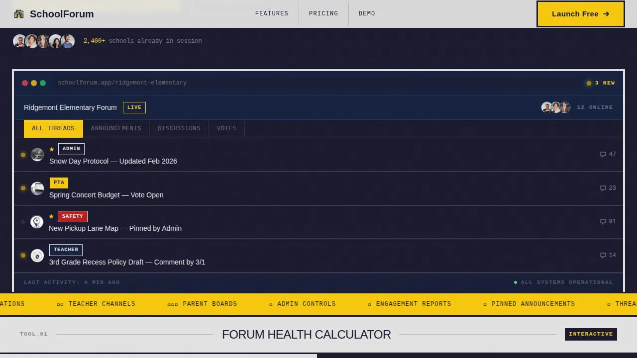 Education K-12 Digital Presence Cost Calculator Website Template