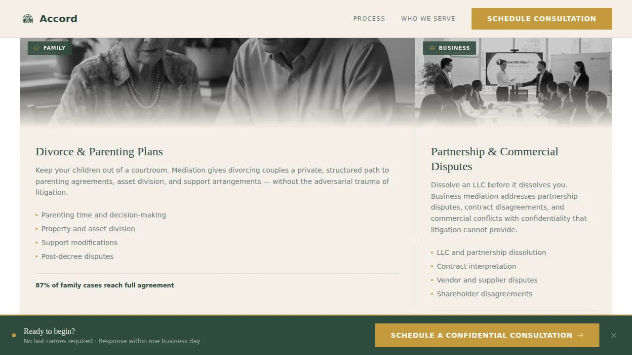 Resolve — Trusted Conflict Mediation Landing Page Template