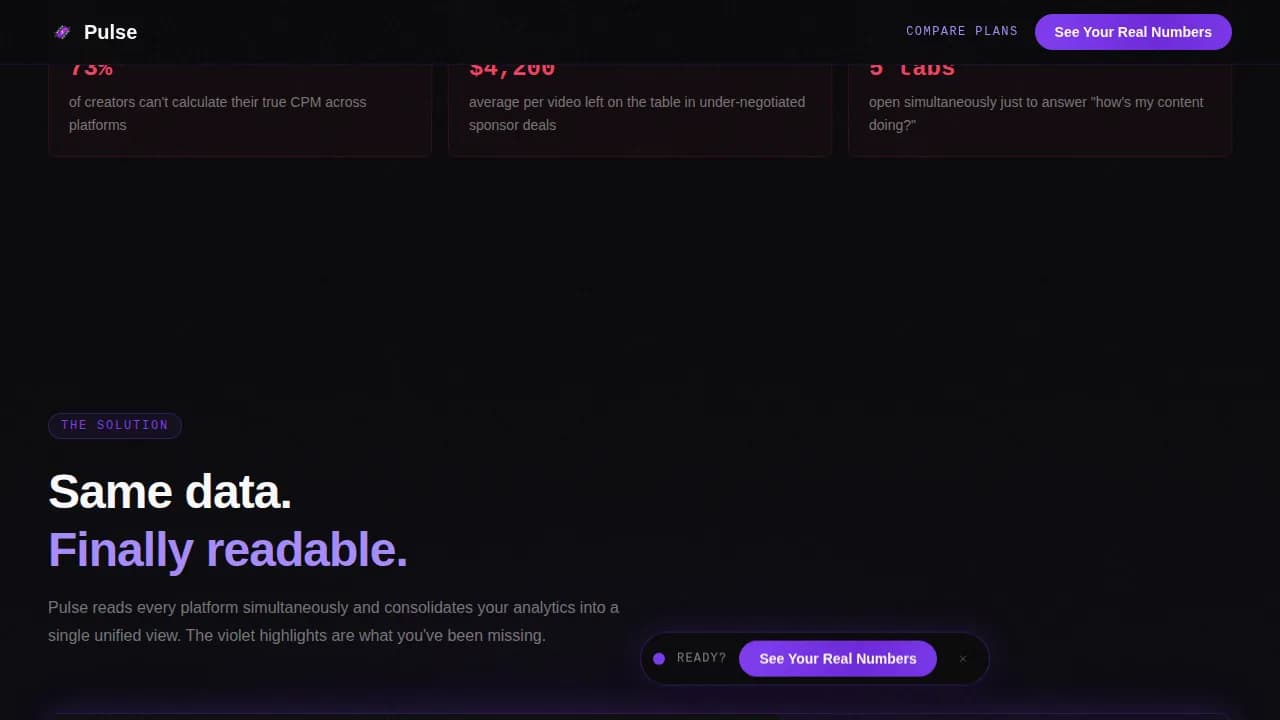 Metrics — Instant Creator Performance Landing Page Template