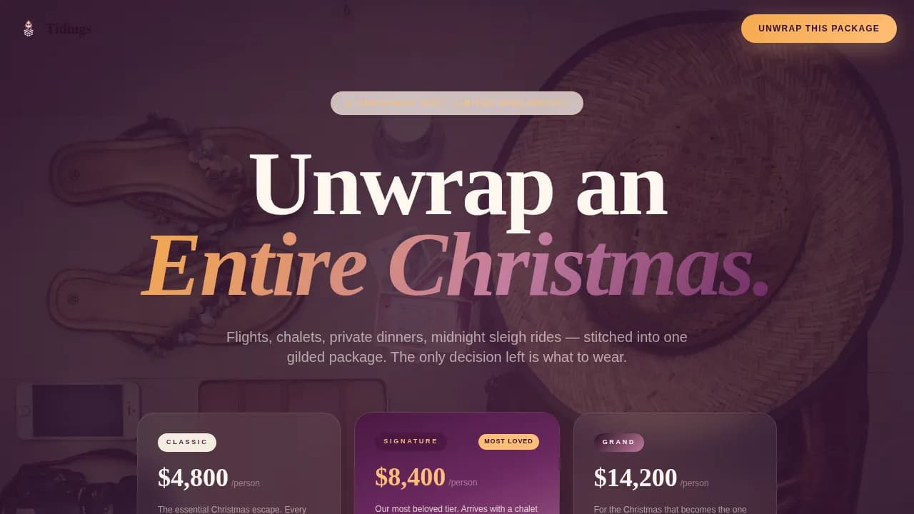 Caravan — Luxury Holiday Travel Landing Page Template