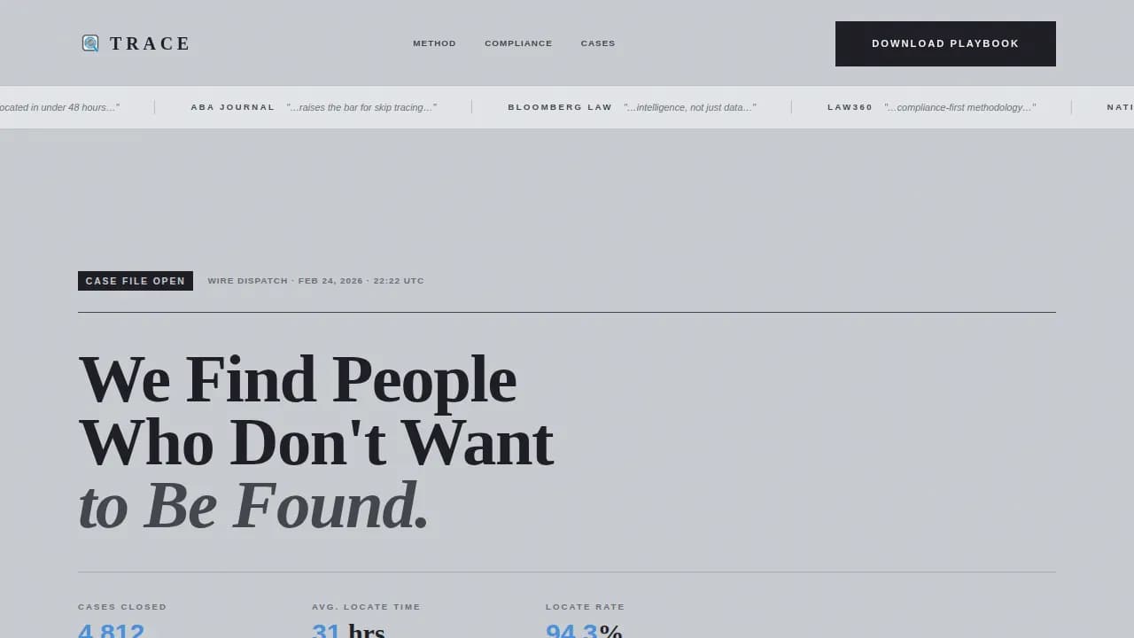 Trace — Advanced Bail Recovery Landing Page Template