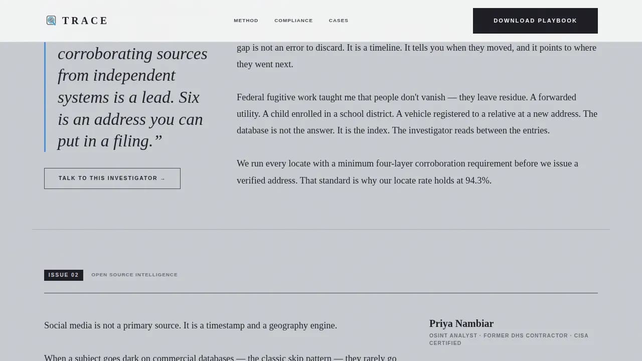 Trace — Advanced Bail Recovery Landing Page Template