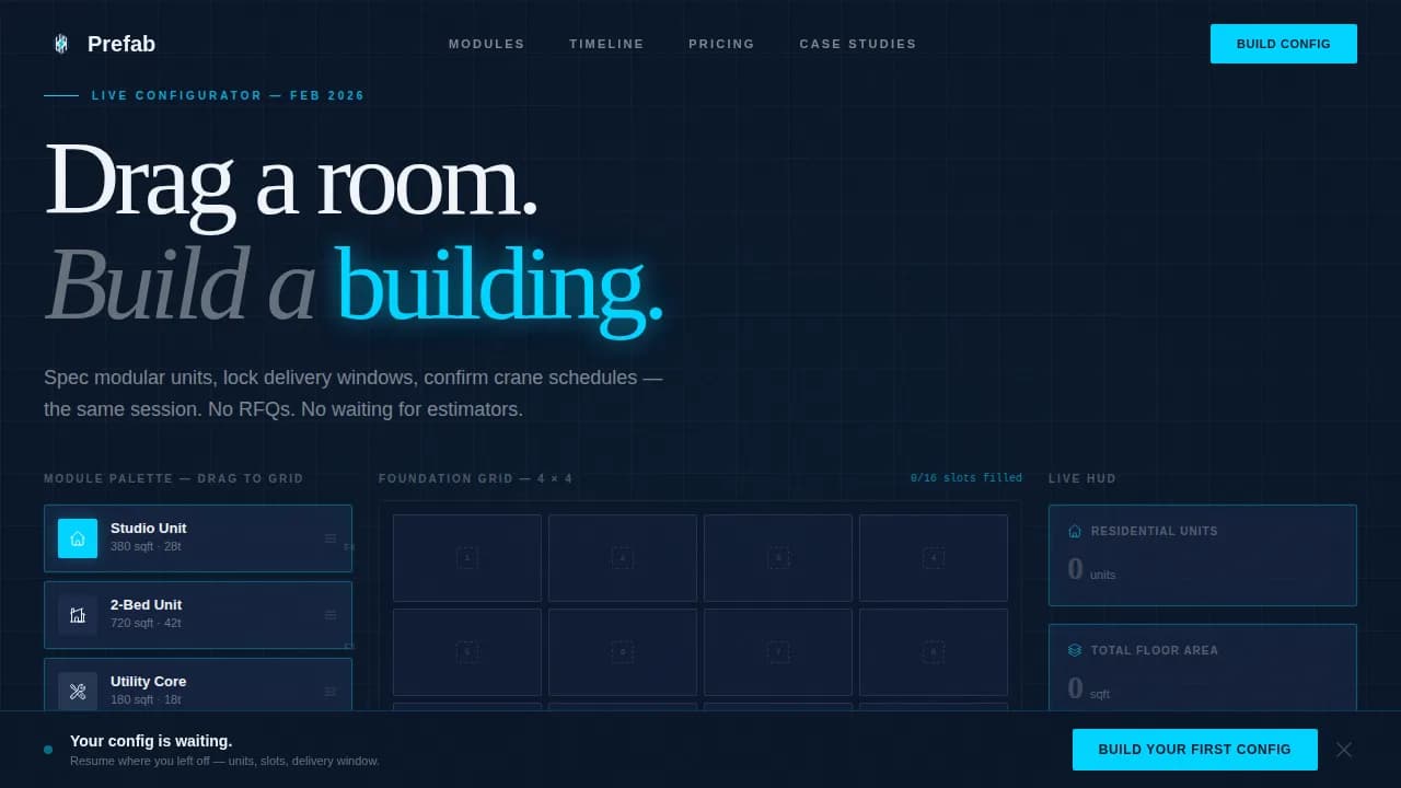Prefab — Rapid Modular Housing Landing Page Template