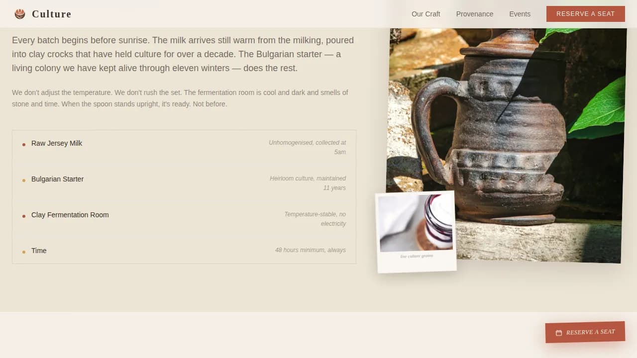 Culture — Premium Fermented Dairy Landing Page Template